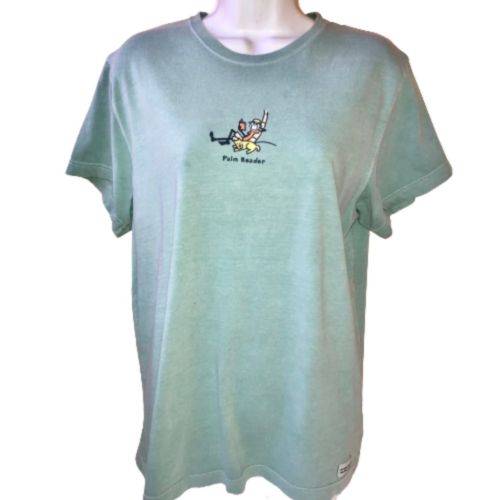 Life Is Good T-Shirt PALM READER Womens XL Reading a Book